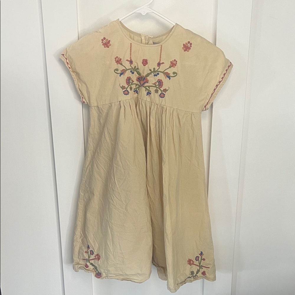 Girls boho embroidered flowers dress